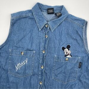 Vintage Mickey Unlimited Jerry Leigh Mickey Mouse Jean Pocket Vest Size XL